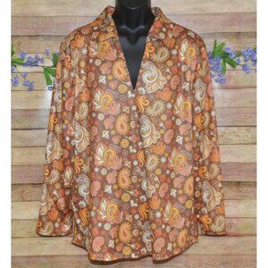 Spirit Halloween Mens L Shirt Costume Party Collared Retro 70s Hippie Paisley